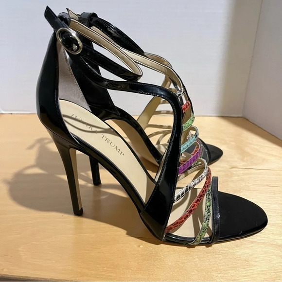 Ivanka Trump ITHAYZE8 Strappy Black Colorful Leather High Heels Sandals Size 9.5 - Picture 8 of 12